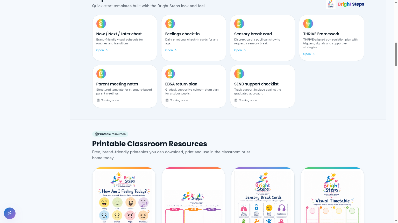 Example layout of the Teachers dashboard